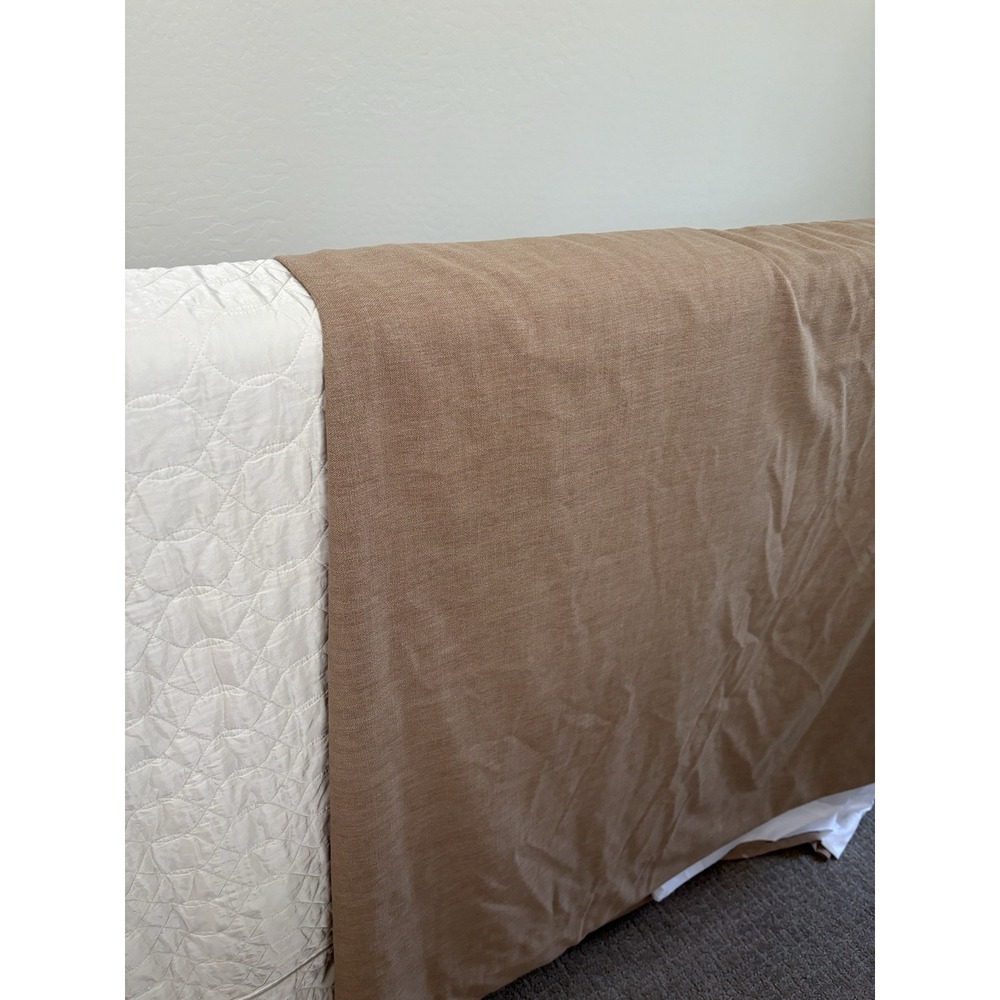 2 Pinch Pleat Drapes 11 pleats brown tan 64"x86 long TWO PAGES cotton lined